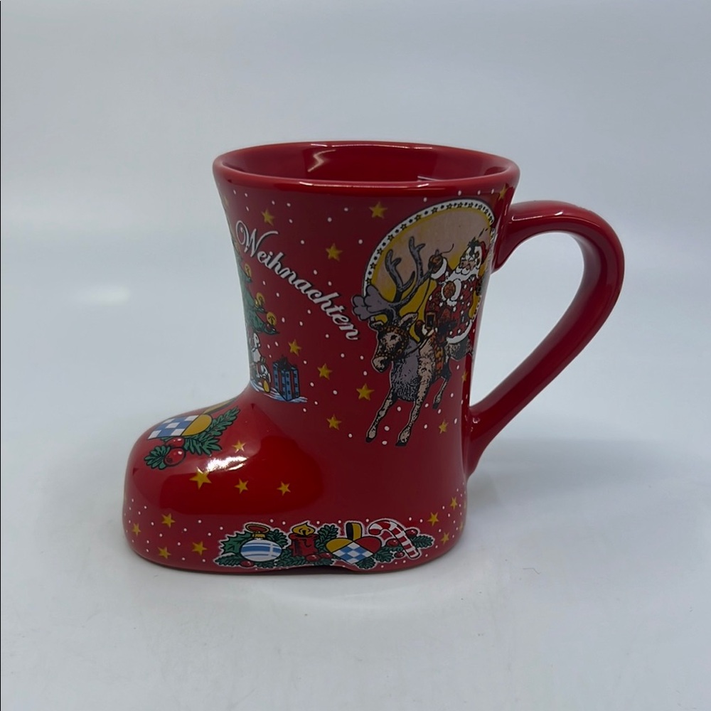 German Weihnacht Red Boot Christmas Mug